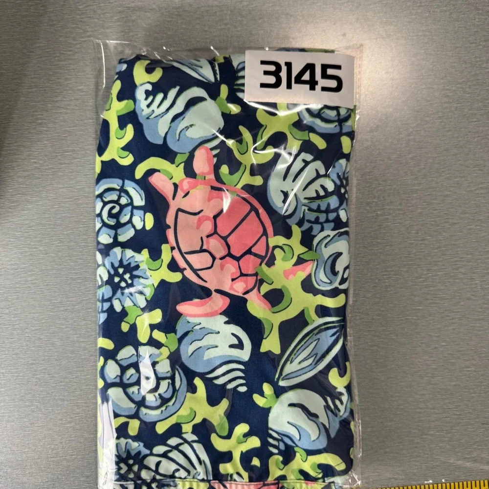 Vineyard Vines Mens‎ Sea Turtle Shell Print Swim Trunks Navy Blue Pink Large
